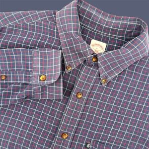Brooks Brothers 346 Plaid Button Down Shirt Mens sz L Blue Red White Long Sleeve